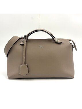 Fendi by the Way 2-Way Shoulder Calfskin Beige Handbag Silver